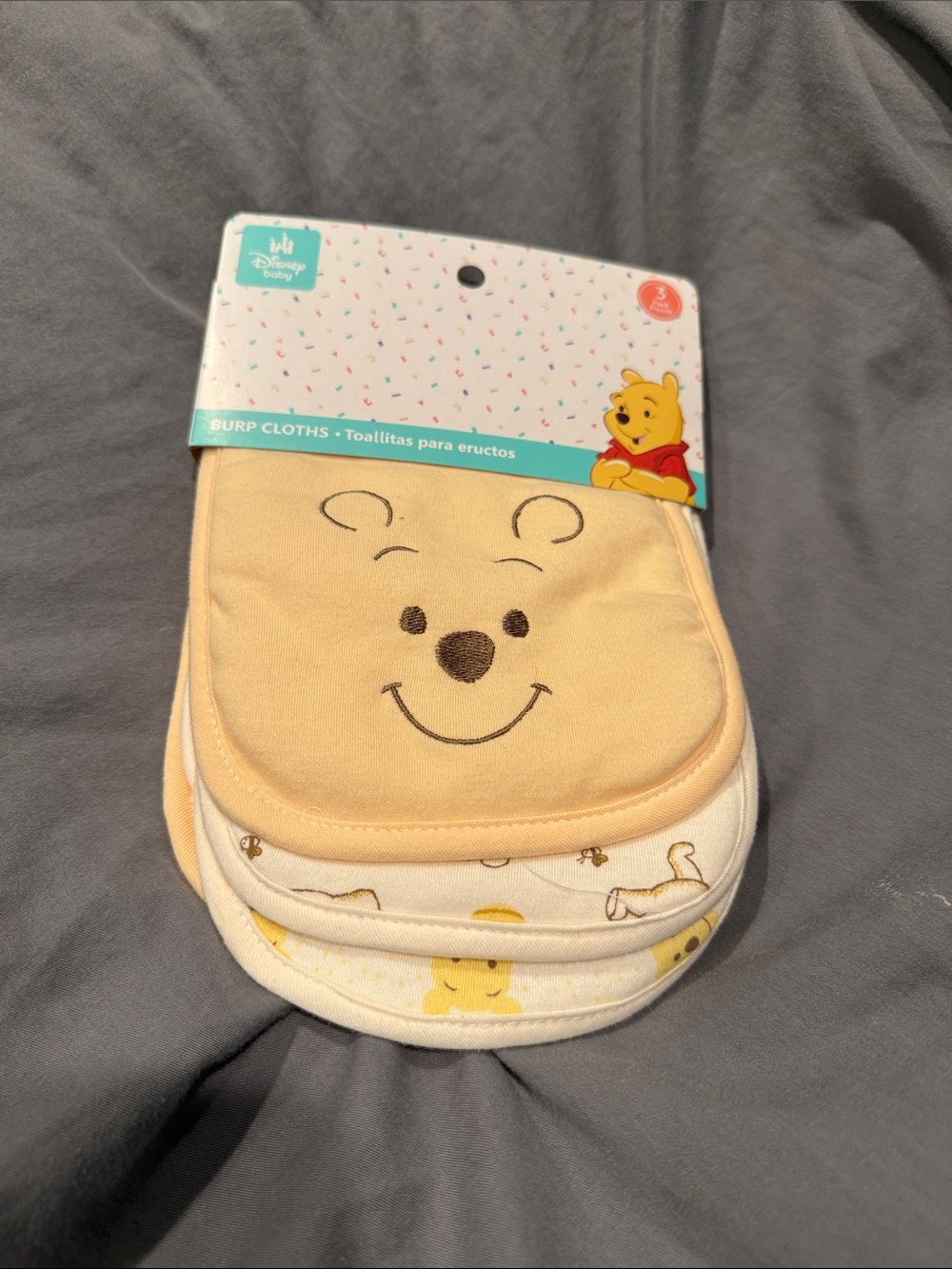 Disney Winnie the Pooh Yellow and Cream Baby Burp Cloths - 3 Pack